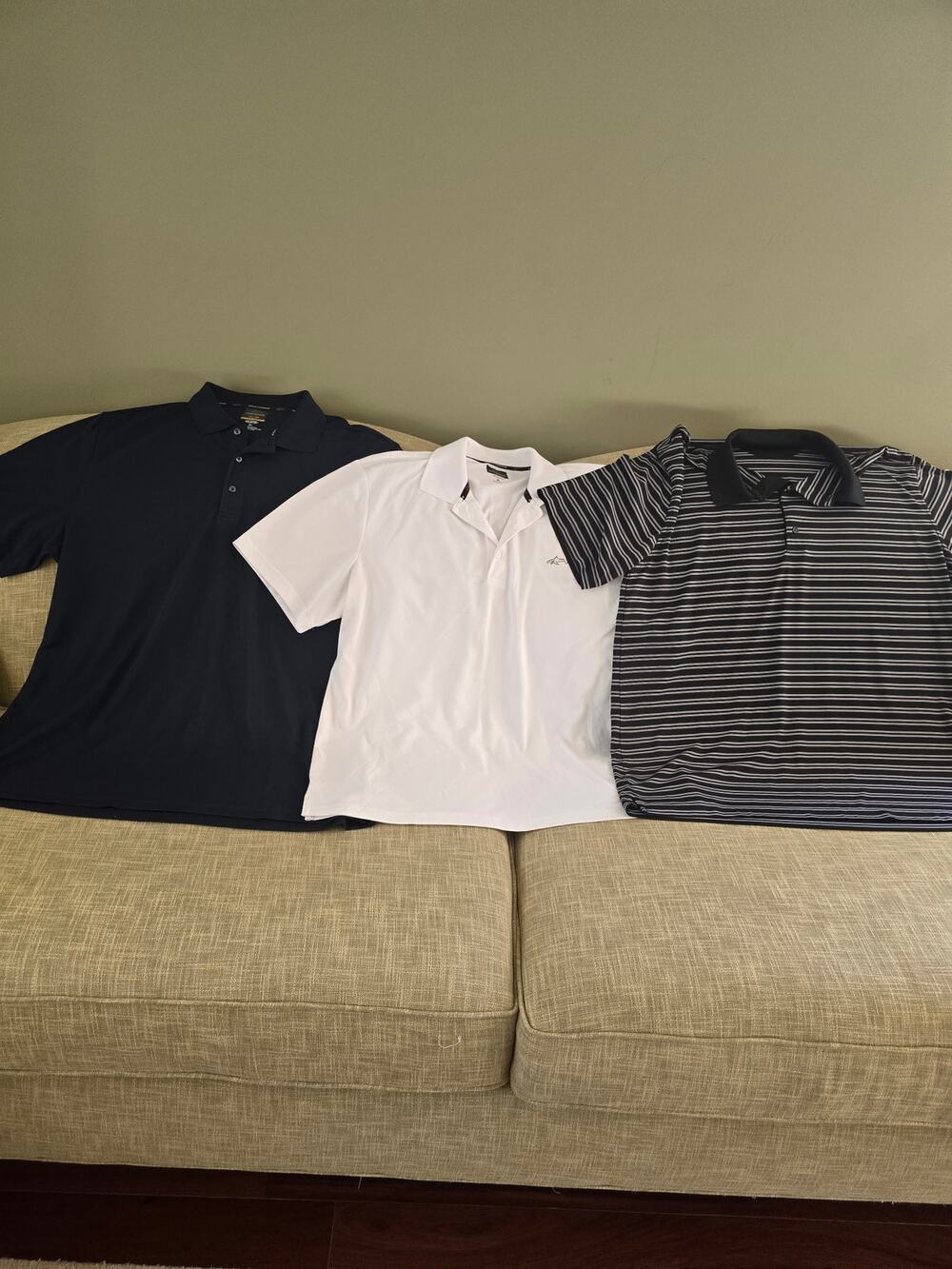 Greg Norman Play Dry Men's XL Golf Shirts (Lot of 3); White, Navy, Black
